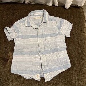 Hope & Henry Linen Short Sleeve Button Down Shirt for Kids XX-Small/ 4T